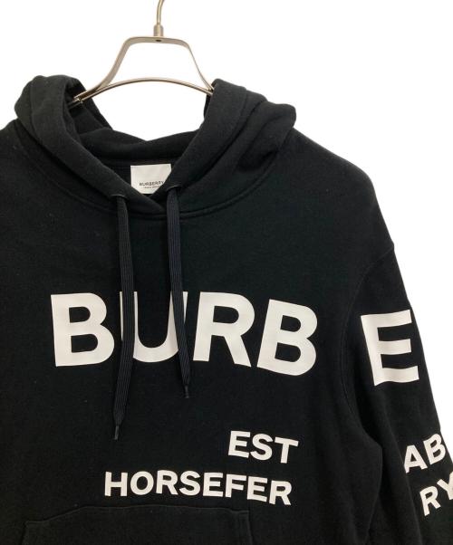 BURBERRY（バーバリー）BURBERRY (バーバリー) ホースフェリープリントフーディ ブラック サイズ:Ｌの古着・服飾アイテム