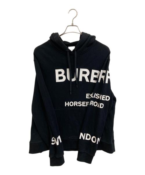 BURBERRY（バーバリー）BURBERRY (バーバリー) ホースフェリープリントフーディ ブラック サイズ:Ｌの古着・服飾アイテム