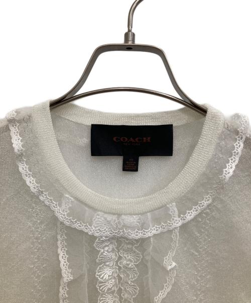 COACH（コーチ）COACH (コーチ) シアー半袖カットソー ホワイト サイズ:ＸＳの古着・服飾アイテム