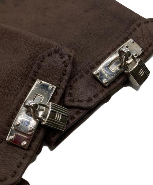HERMES（エルメス）HERMES (エルメス) ケリーレザーグローブ ブラウン サイズ:7 1/2の古着・服飾アイテム