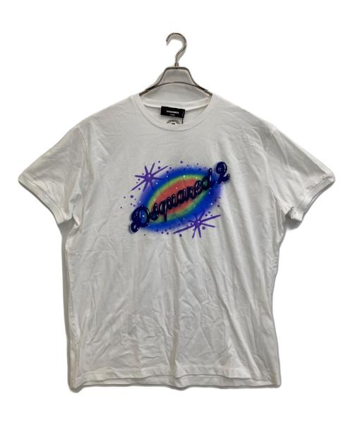 DSQUARED2（ディースクエアード）DSQUARED2 (ディースクエアード) スプレーアートTEE ホワイト サイズ:3XL 未使用品の古着・服飾アイテム