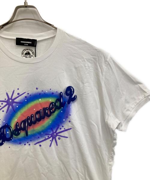 DSQUARED2（ディースクエアード）DSQUARED2 (ディースクエアード) スプレーアートTEE ホワイト サイズ:3XL 未使用品の古着・服飾アイテム