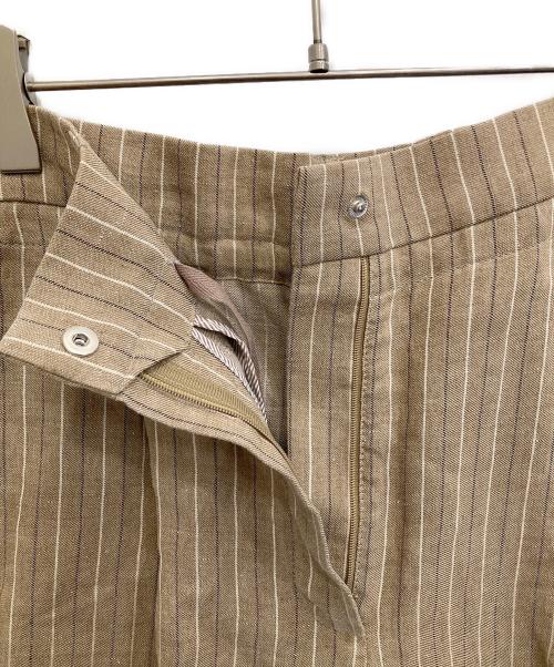 BRUNELLO CUCINELLI（ブルネロクチネリ）BRUNELLO CUCINELLI (ブルネロクチネリ) リネンストライプパンツ ブラウン サイズ:40の古着・服飾アイテム