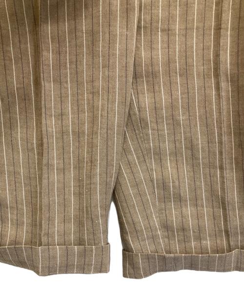 BRUNELLO CUCINELLI（ブルネロクチネリ）BRUNELLO CUCINELLI (ブルネロクチネリ) リネンストライプパンツ ブラウン サイズ:40の古着・服飾アイテム