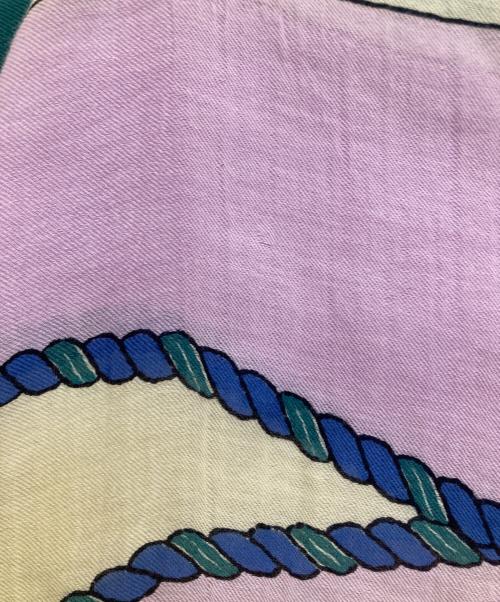 manipuri（マニプリ）manipuri (マニプリ) シルク混ストール パープル×グリーンの古着・服飾アイテム