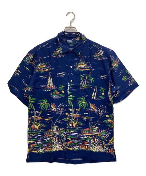POLO RALPH LAUREN（ポロ・ラルフローレン）POLO RALPH LAUREN (ポロ・ラルフローレン) レーヨンアロハシャツ ネイビー サイズ:Mの古着・服飾アイテム
