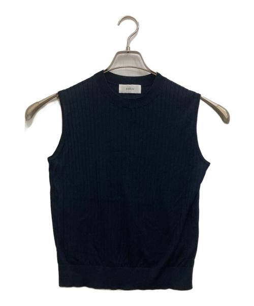 SOEJU（ソージュ）SOEJU (ソージュ) シルクワイドリブノースリーブニット ネイビー サイズ:-の古着・服飾アイテム