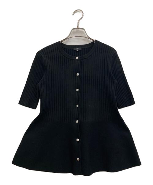 PLST（プラステ）PLST (プラステ) ペプラム半袖カーディガン ブラック サイズ:Mの古着・服飾アイテム