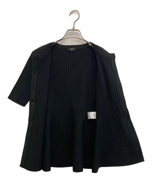 PLST（プラステ）PLST (プラステ) ペプラム半袖カーディガン ブラック サイズ:Mの古着・服飾アイテム