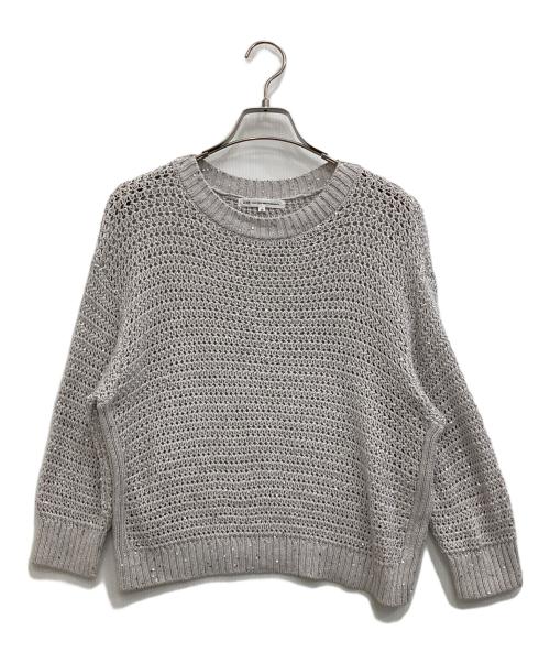 23区（ニジュウサンク）23区 (ニジュウサンク) スパンコールニット ライトグレー サイズ:38の古着・服飾アイテム
