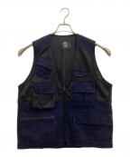 Paris Saint-Germainパリサンジェルマン）の古着「メッシュデニムフィッシングベスト」｜ブラック×インディゴ