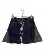 Hysteric Glamourヒステリックグラマー）の古着「KINKY JEANS/レースアップミニスカート」｜インディゴ