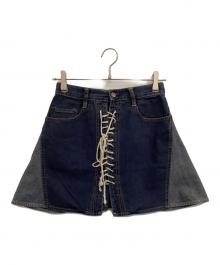 Hysteric Glamour（ヒステリックグラマー）の古着「KINKY JEANS/レースアップミニスカート」｜インディゴ