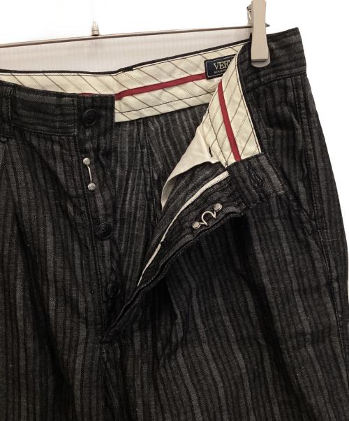 verytage（ベリーテイジ）VERYTAGE (ベリーテイジ) STRIPIX リネン混ストライプパンツ グレー サイズ:3 未使用品の古着・服飾アイテム
