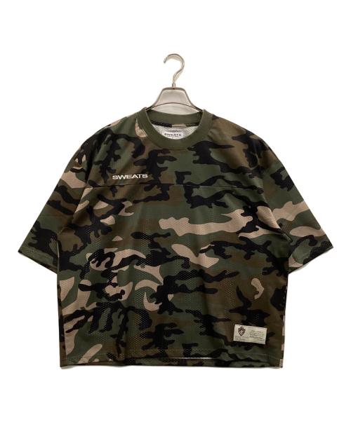 SWEATS COLLECTIVE（スウェットコレクティブ）SWEATS collective (スウェットコレクティブ) カモフラ柄メッシュTシャツ カーキ サイズ:XLの古着・服飾アイテム