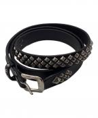 CALEEキャリー）の古着「STUDS LEATHER NARROW BELT」｜ブラック