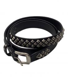 CALEE（キャリー）の古着「STUDS LEATHER NARROW BELT」｜ブラック