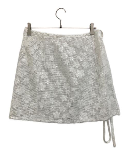 MAISON SPECIAL（メゾンスペシャル）MAISON SPECIAL (メゾンスペシャル) Glitter Flower Wrap Skirt ホワイト サイズ:FREEの古着・服飾アイテム