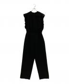 BORDERS at BALCONYボーダーズアットバルコニー）の古着「BALLOON FRILL SLEEVE JUMPSUIT」｜ブラック