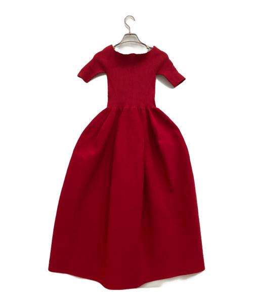 CFCL（シーエフシーエル）CFCL (シーエフシーエル) POTTERY HS OFF SHOULDER SHORT SLEEVE DRESS レッド サイズ:3の古着・服飾アイテム