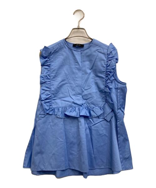 YOKO CHAN（ヨーコチャン）YOKO CHAN (ヨーコチャン) フリルトリム ノースリーブ ブラウス スカイブルー サイズ:36の古着・服飾アイテム