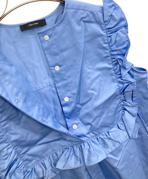 YOKO CHAN（ヨーコチャン）YOKO CHAN (ヨーコチャン) フリルトリム ノースリーブ ブラウス スカイブルー サイズ:36の古着・服飾アイテム