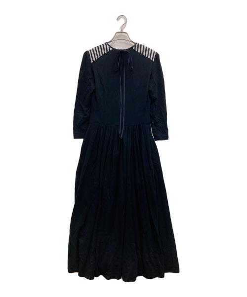 BORDERS at BALCONY（ボーダーズアットバルコニー）BORDERS AT BALCONY (ボーダーズアットバルコニー) DRAPED MAXI DRESS ネイビー サイズ:36の古着・服飾アイテム