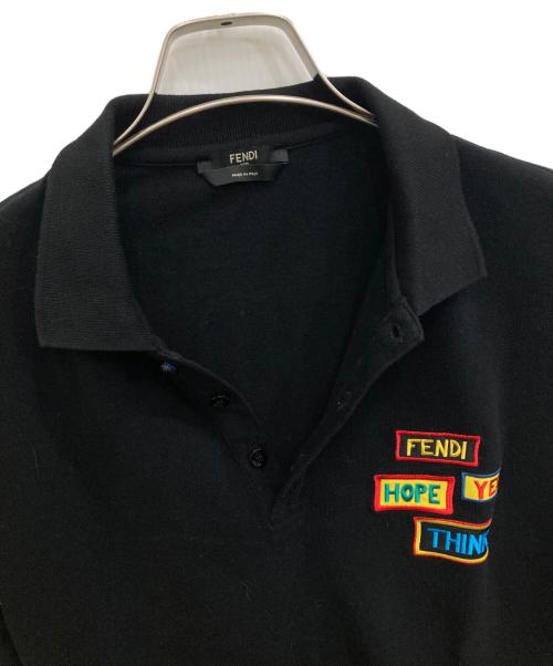 FENDI（フェンディ）FENDI (フェンディ) 刺繍パッチポロシャツ ブラック サイズ:SIZE 48の古着・服飾アイテム