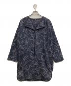 Marble SUDマーブルシュッド）の古着「刺繍ノーカラーコート」｜ネイビー