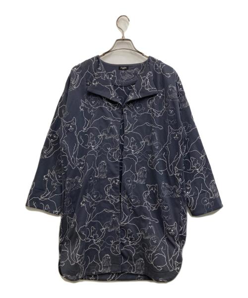 Marble SUD（マーブルシュッド）Marble SUD (マーブルシュッド) 刺繍ノーカラーコート ネイビー サイズ:-の古着・服飾アイテム
