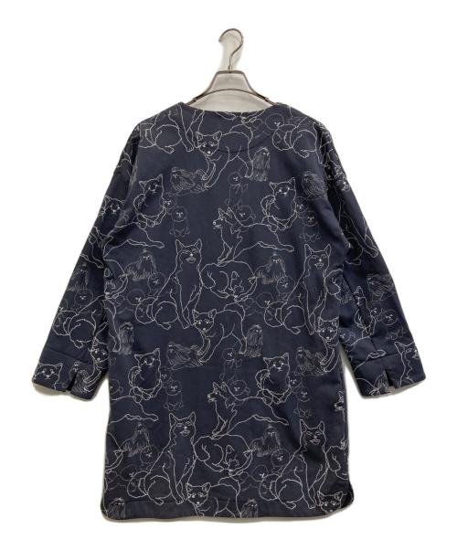 Marble SUD（マーブルシュッド）Marble SUD (マーブルシュッド) 刺繍ノーカラーコート ネイビー サイズ:-の古着・服飾アイテム