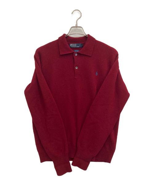 POLO RALPH LAUREN（ポロ・ラルフローレン）POLO RALPH LAUREN (ポロ・ラルフローレン) ウールニットポロシャツ レッド サイズ:Mの古着・服飾アイテム