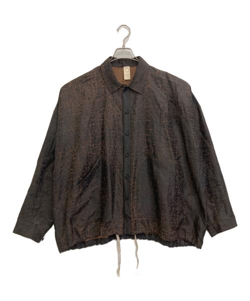 O project（オープロジェクト）O project (オープロジェクト) DORO DYED SILK BALLOON SHIRT ブラウン サイズ:M 未使用品の古着・服飾アイテム