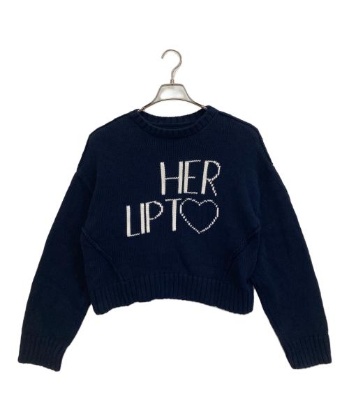 HER LIP TO（ハーリップトゥ）Her lip to (ハーリップトゥ) Share The Love Knit Top ネイビー サイズ:FREEの古着・服飾アイテム