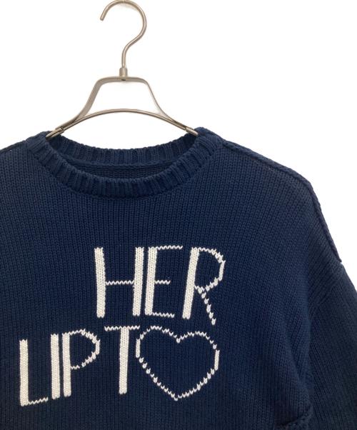 HER LIP TO（ハーリップトゥ）Her lip to (ハーリップトゥ) Share The Love Knit Top ネイビー サイズ:FREEの古着・服飾アイテム