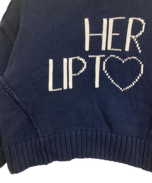 HER LIP TO（ハーリップトゥ）Her lip to (ハーリップトゥ) Share The Love Knit Top ネイビー サイズ:FREEの古着・服飾アイテム