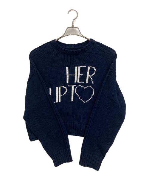 HER LIP TO（ハーリップトゥ）Her lip to (ハーリップトゥ) Share The Love Knit Top ネイビー サイズ:FREEの古着・服飾アイテム