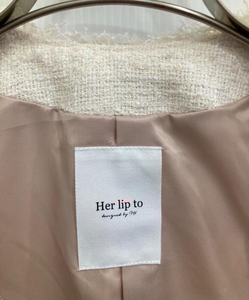 HER LIP TO（ハーリップトゥ）Her lip to (ハーリップトゥ) Silky White Tweed Jacket アイボリー サイズ:Mの古着・服飾アイテム