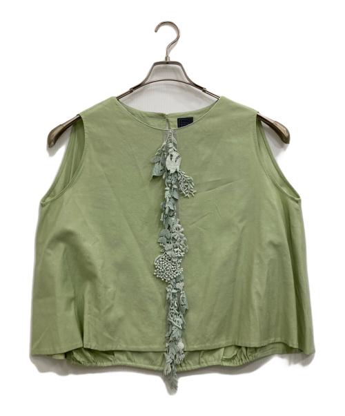 mina perhonen（ミナ ペルホネン）mina perhonen (ミナ ペルホネン) forest paradeノースリーブブラウス グリーン サイズ:38の古着・服飾アイテム