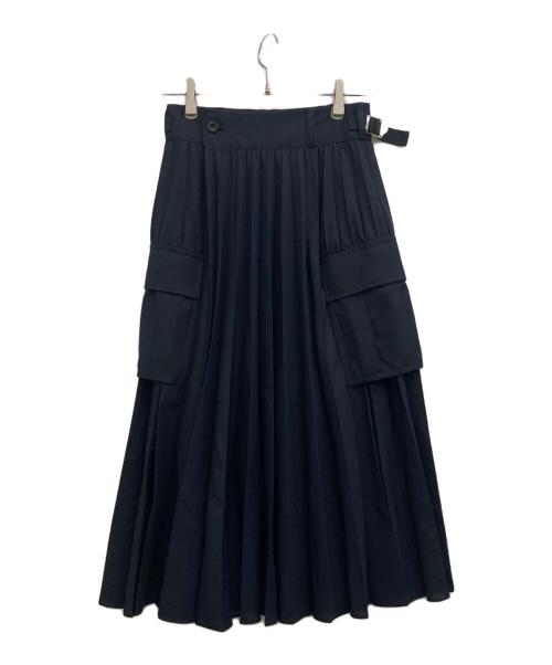 sacai（サカイ）sacai (サカイ) プリーツロングスカート ネイビーの古着・服飾アイテム