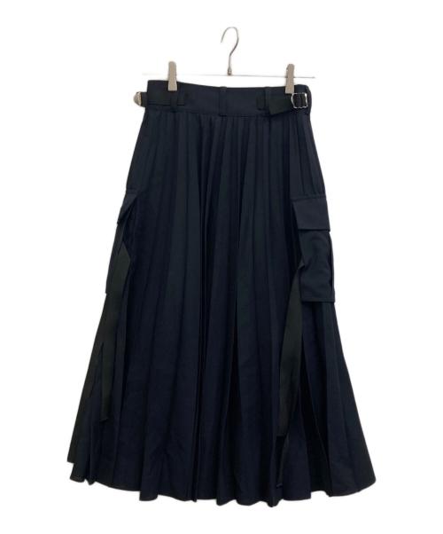sacai（サカイ）sacai (サカイ) プリーツロングスカート ネイビーの古着・服飾アイテム