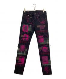 EDWIN×KIDILL（エドウィン×キディル）の古着「Patch Slim Tapered Pants」｜ピンク×ブラック