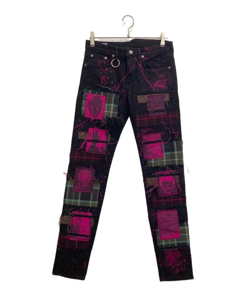 EDWIN（エドウィン）EDWIN (エドウィン) KIDILL (キディル) Patch Slim Tapered Pants ピンク×ブラック サイズ:SIZE W30の古着・服飾アイテム