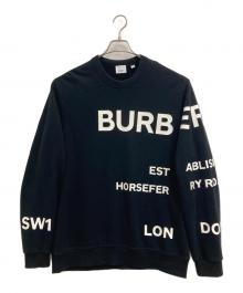 BURBERRY LONDON（バーバリーロンドン）の古着「Horse Ferry Print Sweatshirt」｜ブラック