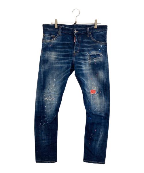 DSQUARED2（ディースクエアード）DSQUARED2 (ディースクエアード) DARK NEON SPLASH WASH SEXY TWIST JEANS インディゴ サイズ:50の古着・服飾アイテム