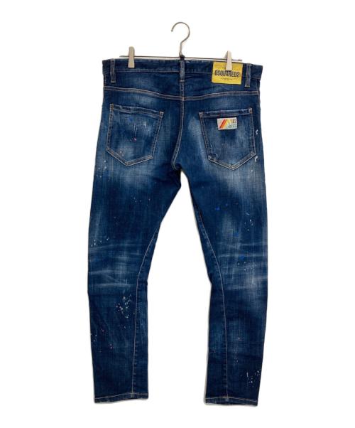 DSQUARED2（ディースクエアード）DSQUARED2 (ディースクエアード) DARK NEON SPLASH WASH SEXY TWIST JEANS インディゴ サイズ:50の古着・服飾アイテム