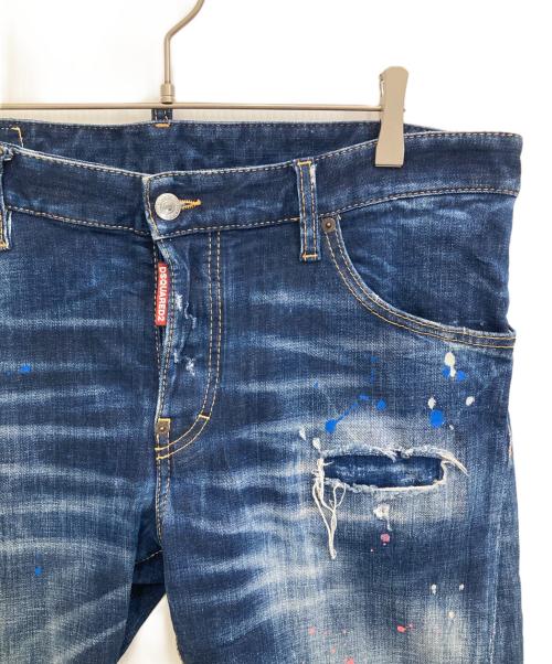 DSQUARED2（ディースクエアード）DSQUARED2 (ディースクエアード) DARK NEON SPLASH WASH SEXY TWIST JEANS インディゴ サイズ:50の古着・服飾アイテム