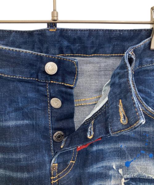 DSQUARED2（ディースクエアード）DSQUARED2 (ディースクエアード) DARK NEON SPLASH WASH SEXY TWIST JEANS インディゴ サイズ:50の古着・服飾アイテム