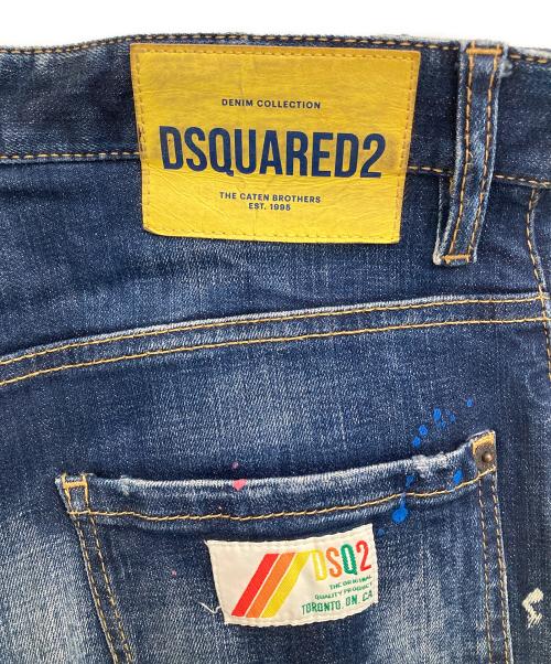 DSQUARED2（ディースクエアード）DSQUARED2 (ディースクエアード) DARK NEON SPLASH WASH SEXY TWIST JEANS インディゴ サイズ:50の古着・服飾アイテム