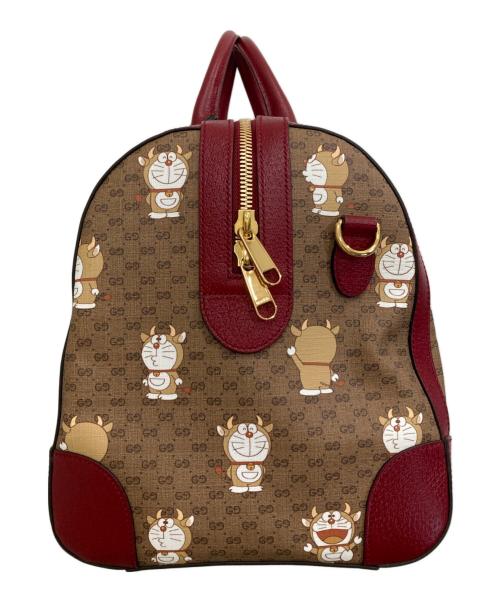 GUCCI（グッチ）GUCCI (グッチ) DORAEMON (ドラエモン) ダッフルバッグ レッド×ブラウンの古着・服飾アイテム